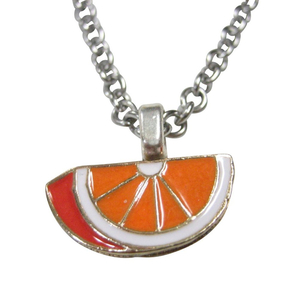 Sliced Orange Fruit Pendant Necklace